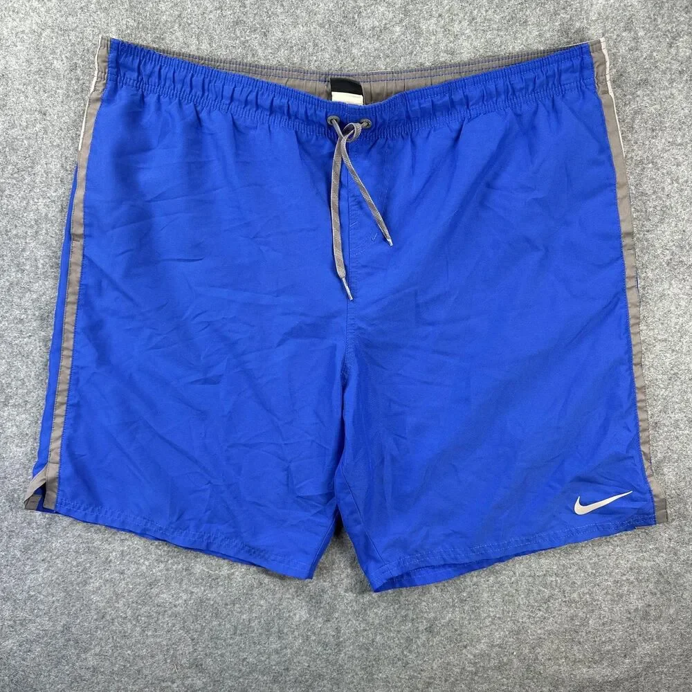 Nike Swim Trunks Mens XL Blue Solid Mesh Lined Quick Dry Drawstring Pockets